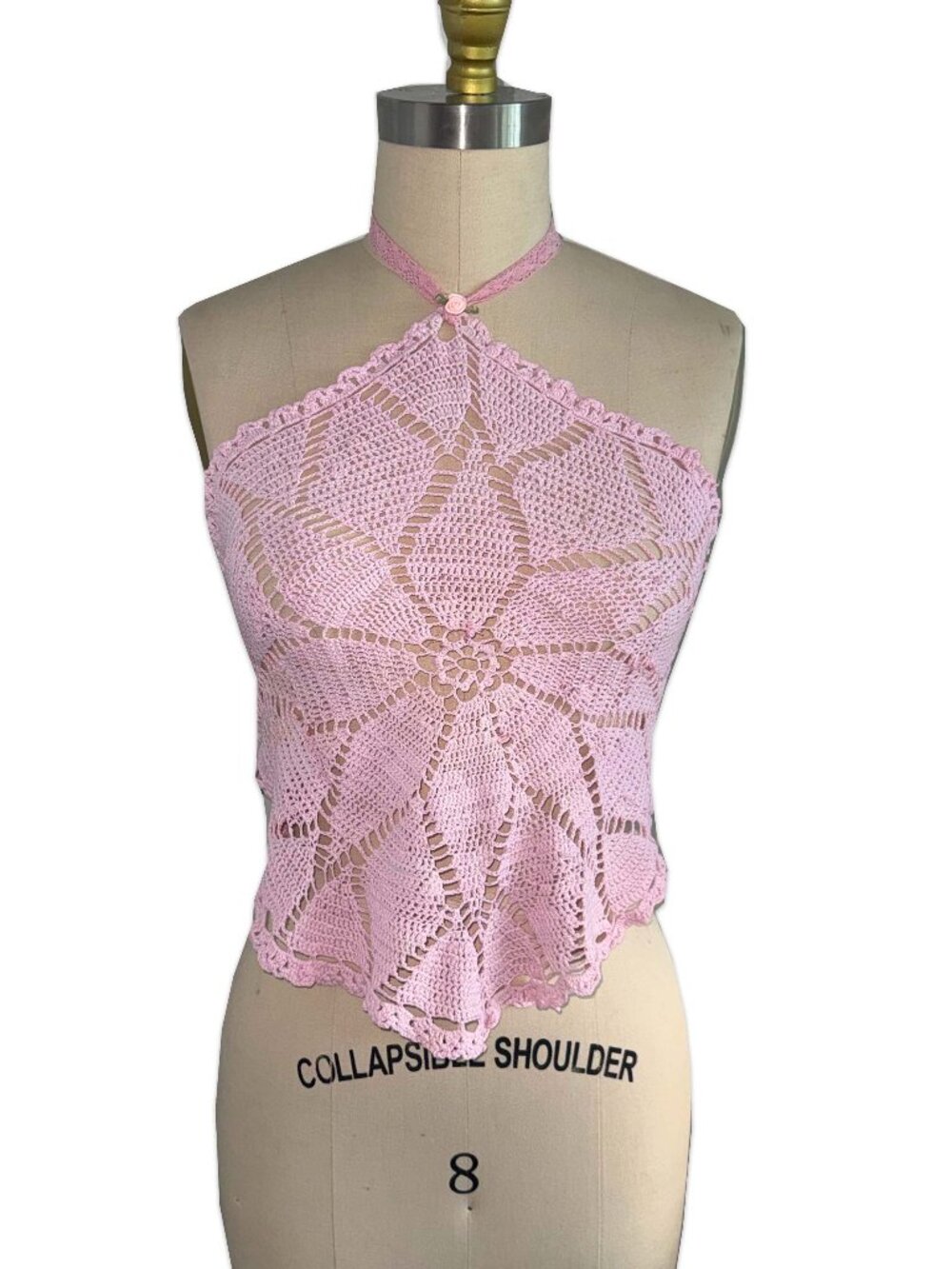 upcycled 1960s pink vintage doily halter top ♡
